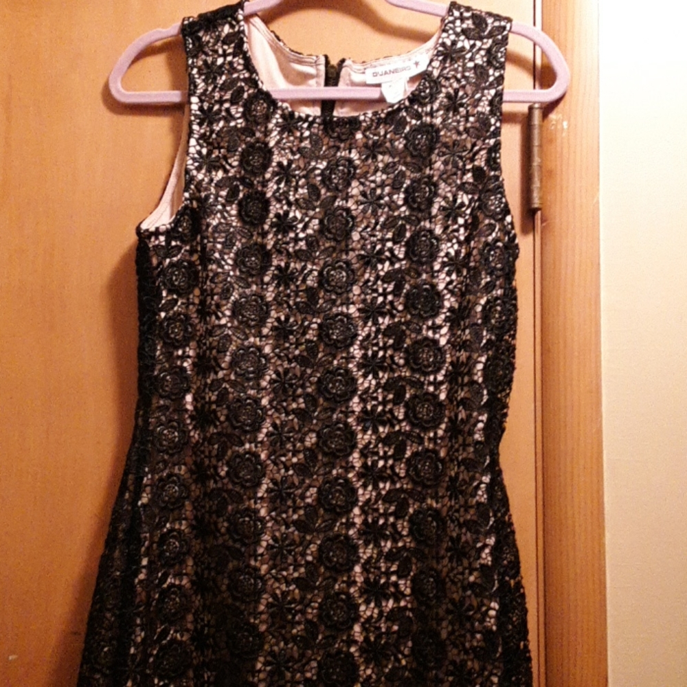 Black Lace over Pink Dress